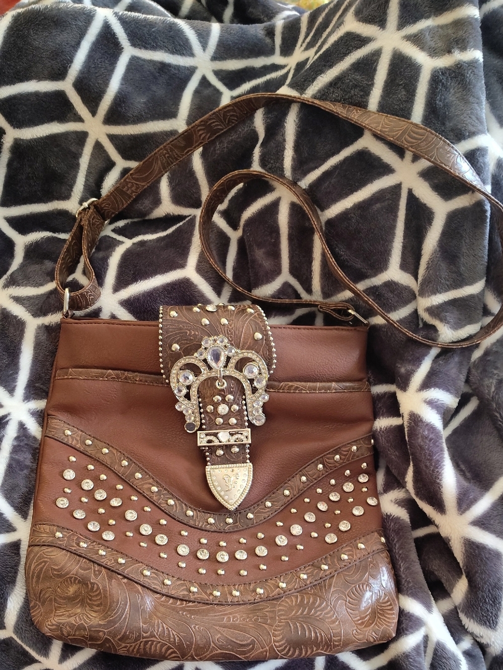 Women’s Montana West Brown Embellished Crossbody Bag